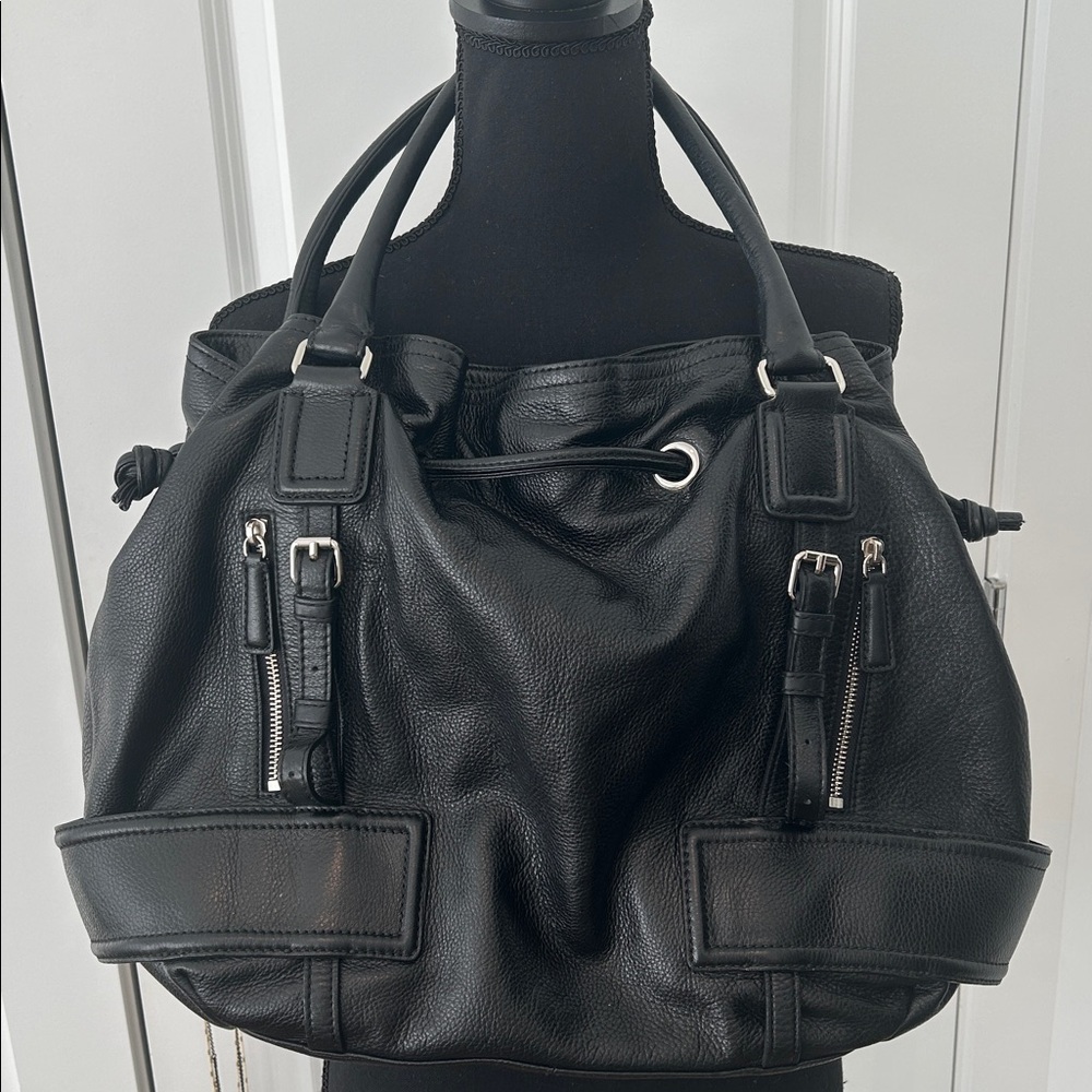 Cole Haan Elegant Black Leather Tote Bag